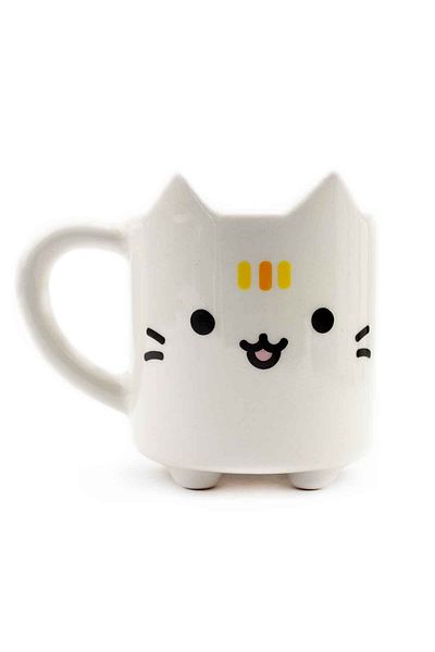 PALTO TASARIM Meow 05 Handmade 3D Cream Glossy Mug - Handmade Ceramic Mug