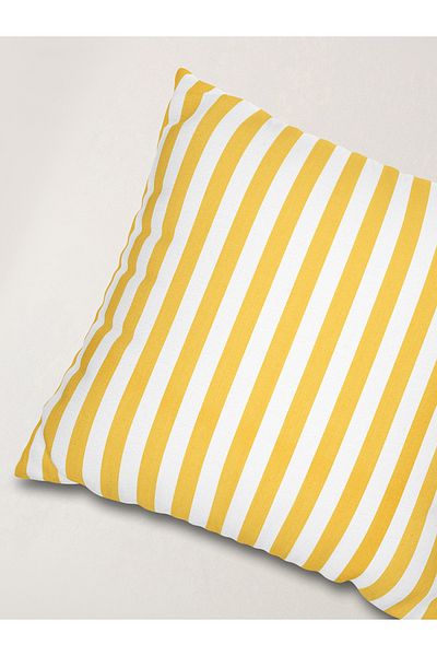 Galia Tasarım Soft Touch Striped Throw Pillow Case – Yellow & White – 45X45 cm