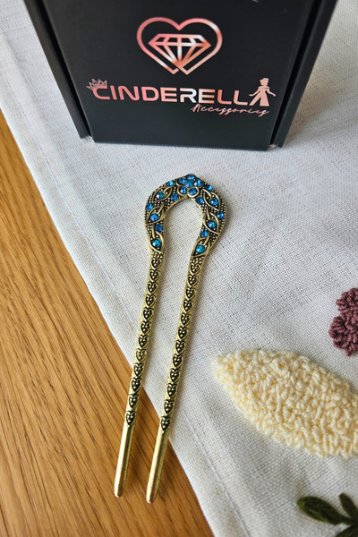 Cinderella Πόρπη με κεντημένο πόμολο σε ιαπωνικό κινέζικο στυλ μπλε πέτρα 12,...