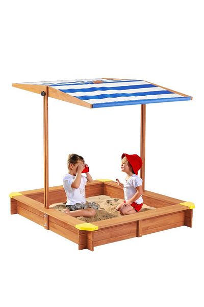 PROCART Nisip cu acoperiș reglabil, 118x118x118 cm, lemn de brad,