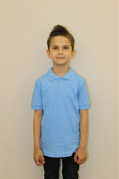 Astra Plus Children's 100% Cotton Solid Color Polo Collar Short Sleeve T-Shirt Turquoise - Turquoise - Astpssckhpjoli-Trk