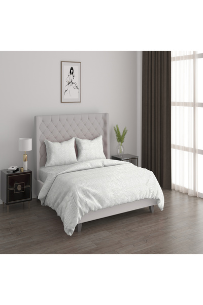 Cottage 3pcs cotton duvet cover 160*200cm - 200 thread count herringbone