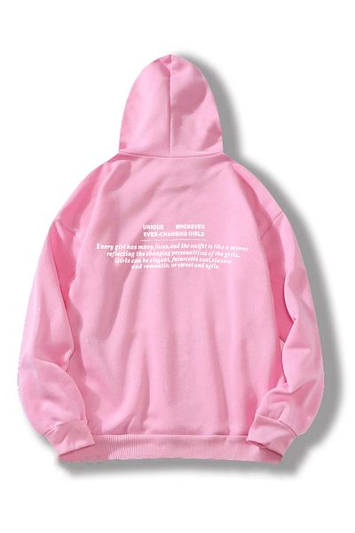StartMore Pink Unisex Men/Women Unique Colorful Custom Printed Cotton Oversize Hoodie