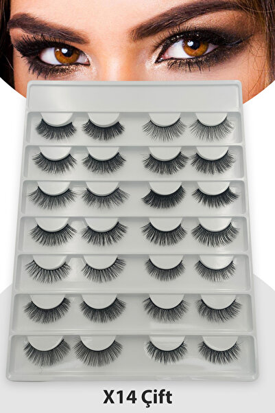ruby face 14LÜ İPEK KİRPİK SETİ - 3D 14 FARKLI MODEL İPEK KİRPİK SETİ