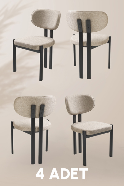 MYMASSA Roma Sandalye -Mense Kapuçino Kumaş - Metal İskelet - Mutfak Sandalye...