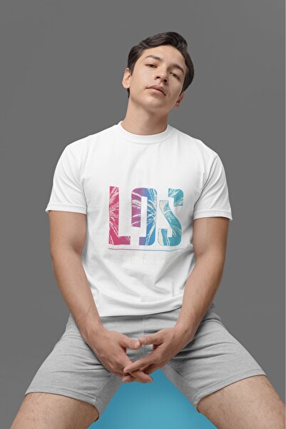 ArtYus تي شيرت لوس أنجلوس مطبوع ملون للجنسين للرجال/النساء مقاس كبير 100% قطن