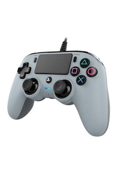 Nacon Wired Compact PS4 Controller – Ergonomic Grey Design with Soft Touch Grip for Comfortable Play