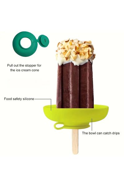 GlassySKY (Yellow) Ice Cream Holder Carrier Silicone Stand, Anti-Drip and Clothing Anti-Fouling, Summer Vacation