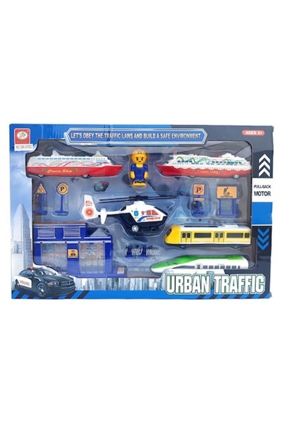 OEM Set 13 piese cu accesorii reprezentand mijloace de transport, 42x28cm