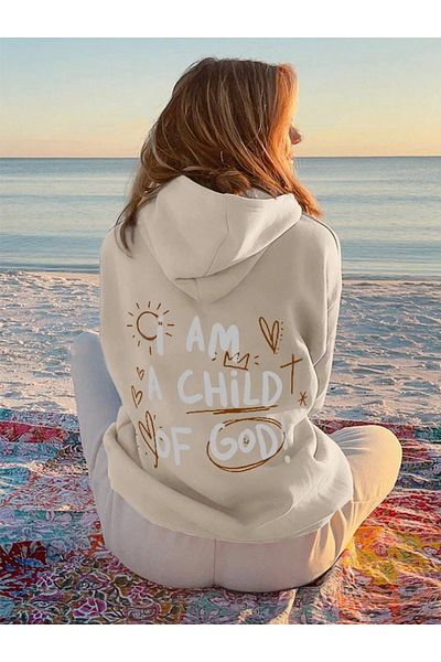 StartMore Beige Unisex Men/Women God Colorful Custom Printed Cotton Oversize Hoodie