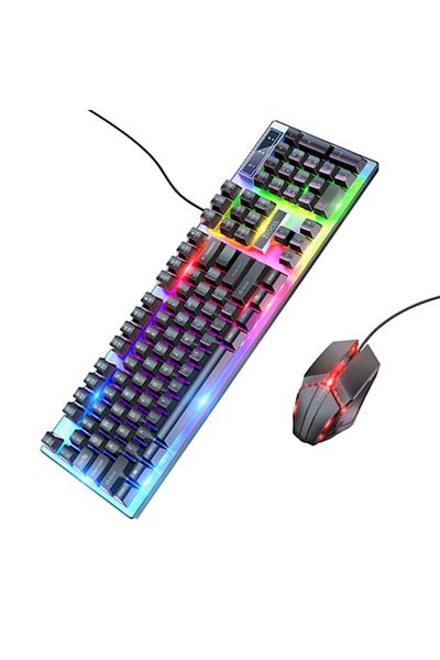 Hoco Set Keyboard and Mouse USB, RGB Lights, 1.5m, DPI 800 1200, X276, Black