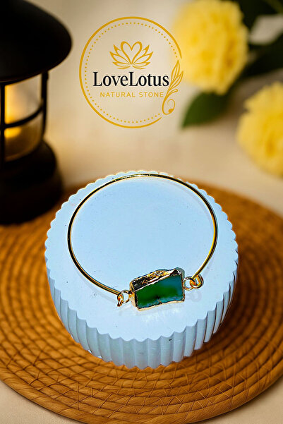 LOVELOTUS تصميم خاص لسوار من الفولاذ والأحجار الكريمة الطبيعية للنساء