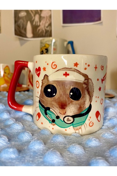 westartic Sad Üzgün Hamster Meslek: Nurse / Hemşire Kupa Bardak Fincan