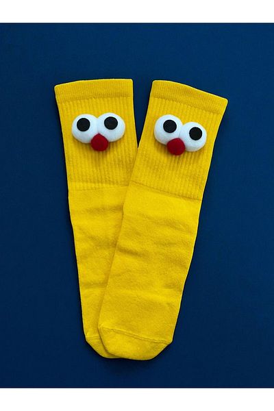 MODA Yellow Wheel Eyed Fun Socks