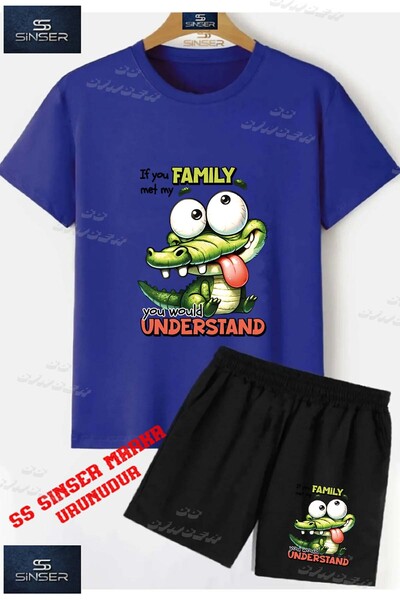 SS SİNSER Children's Unisex “Crocodile Family Tongue Out“ Custom Printed Crew...