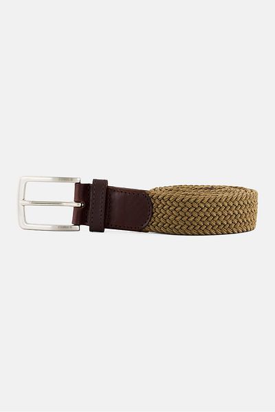 Dockers Men Braided Stretch Elastic Belt, Brown