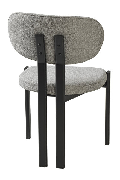 MYMASSA Roma Sandalye - Mense Gri Kumaş - Metal İskelet - Mutfak Sandalyesi - Salon Sandalyesi (2 Adet)