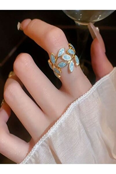 Alyas Aksesuar Leaf Ring-Blue