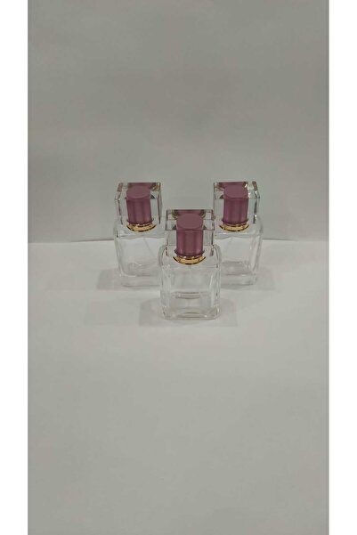 OEM Modern Şeffaf Yeniden Doldurulabilir Cam Parfüm Şişesi 50ml 3'lü Set Pembe