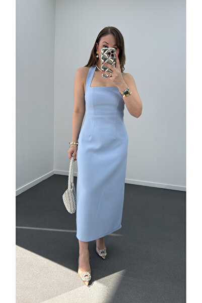 Narferita Aurora Kare Yaka Midi Elbise