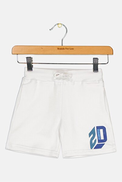 DSquared2 شورت أساسي مطبوع عليه رسوميات للأولاد الصغار، أبيض