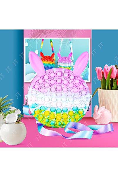 Flippy Antistress Toy, Silicone Pop It Bag, 16 cm, Bunny, Macarons