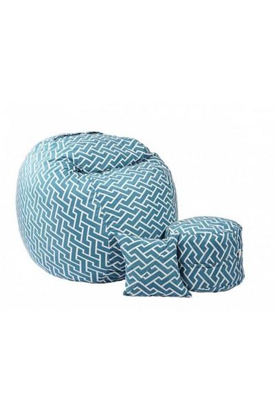 Pufrelax Set Fotoliu King Size cu Otoman (suport picioare) si Perna, Material Textil - Zippity Turquoise