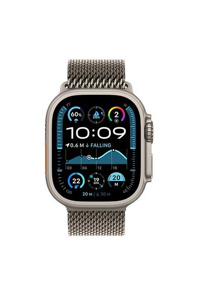Apple Ceas inteligent Ultra 2 GPS + Cellular, carcasă din titan de 49 mm cu buclă milaneză, mărime medie (Argint)