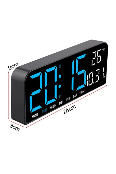 Armasse LED Büyük Ekran 24*9 cm Dijital Duvar Saati Sıcaklık Ve Gece Modu Çok Yönlü Masa Saati