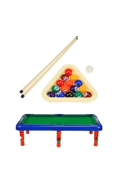 divendi-ro Billiard table for children 3 years+, with 2 cues, balls, triangle and chalk, 65x37x17 cm, green