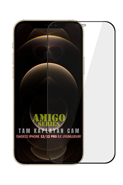 Evax (AMIGO TAM) iPhone 12 Pro Uyumlu Amigo Serisi ESD HD+ Tam Kaplayan Tempe...