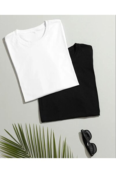 THE WHITE Σετ 2 Unisex Μαύρα και Λευκά T-Shirts