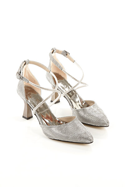 CEMAY Pointed Toe Closed Back with Open Cross Stone 8cm Thin Painted Heels Women's Shoes