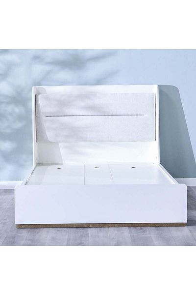 Danube Home V2 Eliza 180x200 King Bed - Matte White/Oak L188.2xW206.3xH130cm