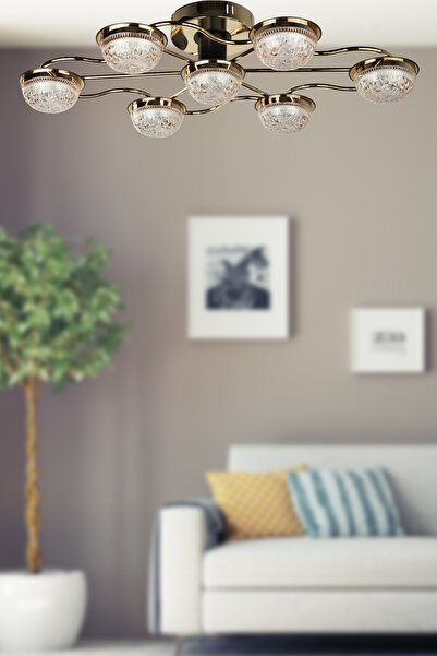 Begüsa Petrov Ledli 7.Li Elips Avize Gold Kaplama