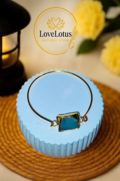 LOVELOTUS تصميم خاص لسوار من الفولاذ والأحجار الكريمة الطبيعية للنساء