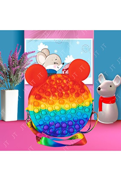 Flippy Anti-Stress Toy Silicone Flippy, Pop It Bag, Mouse, 16 cm, Rainbow
