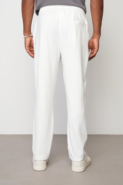 STYLE BOSS Beyaz Baggy Fit Erkek Çımalı Pantolon E1027