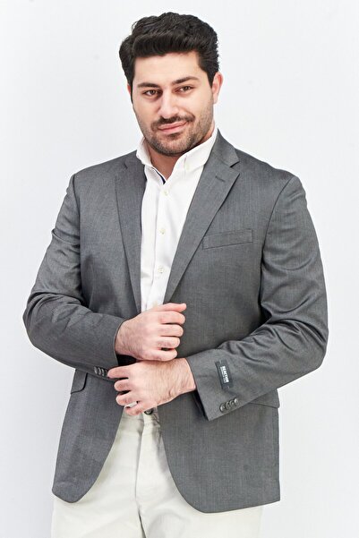 Kenneth Cole Men Slim Fit Textured Long Sleeves Suit Jacket, Silver Grey