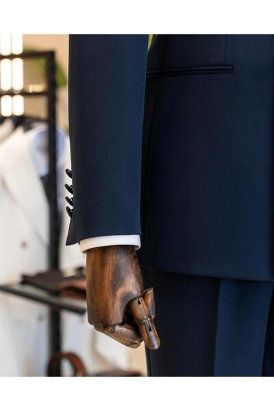 TerziAdemAltun İtalyan stil kruvaze ceket pantolon takım elbise lacivert T14390