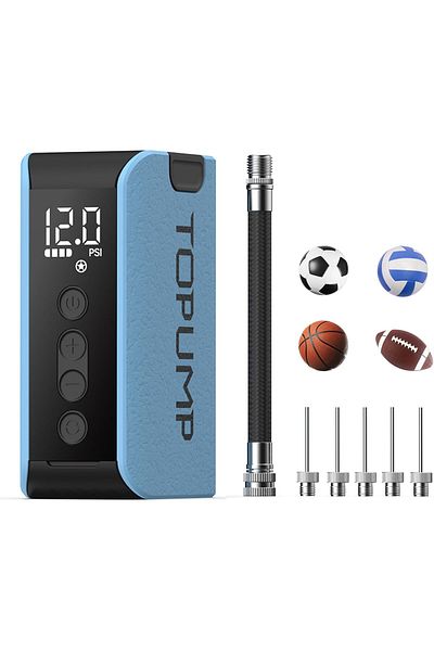 TOPUMP Electric Ball Pump with Inflation and Deflation, Portable Pump for Sports Balls, Football
