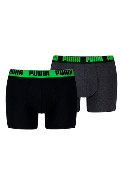 Puma - Set of boxers with logo waistband - 2 pairs, Black, Dark Gray Melange, M