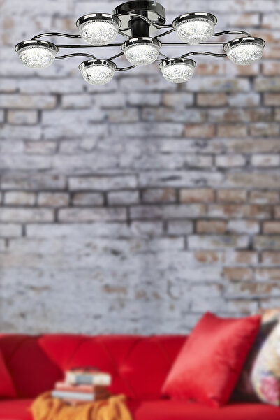 Begüsa Petrov Ledli 7.Li Elips Avize Krom Kaplama