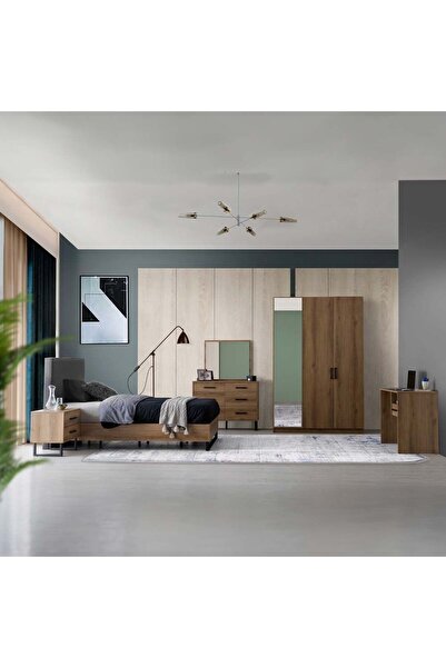 Danube Home Norden 90x190 Single Bed - Dark Grey/African Walnut L200xW100xH118cm