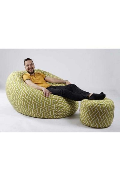 Pufrelax Set Fotoliu King Size cu Otoman (suport picioare), Material Textil - Zippity Green
