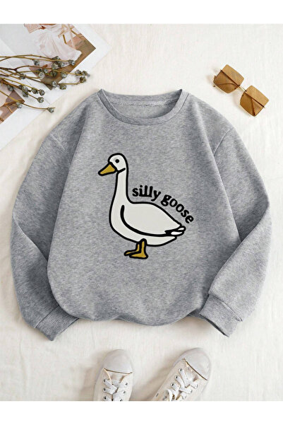 StartMore Gray Unisex Men/Women Silly Custom Colored Oversize Crew Neck Cotton