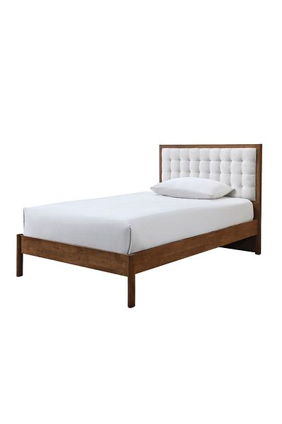 Danube Home Derby Daisy 120x200 Solid Wood Single Bed with Upholstered Headboard -Brown/Beige L209xW143xH120cm