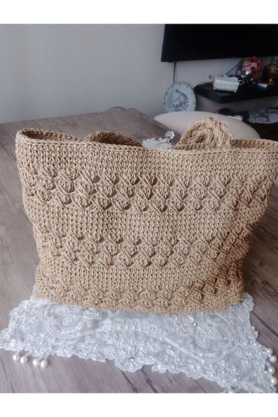 eflanmoda Original Hand Knitted Straw Women's Shoulder Bag