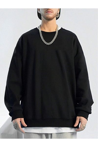 StartMore Black Unisex Women/Men Black Dragon Oversize Crew Neck Cotton