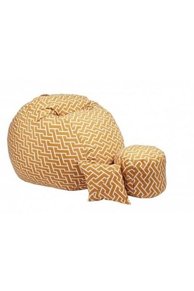 Pufrelax Set Fotoliu King Size cu Otoman (suport picioare) si Perna, Material Textil - Zippity Orange